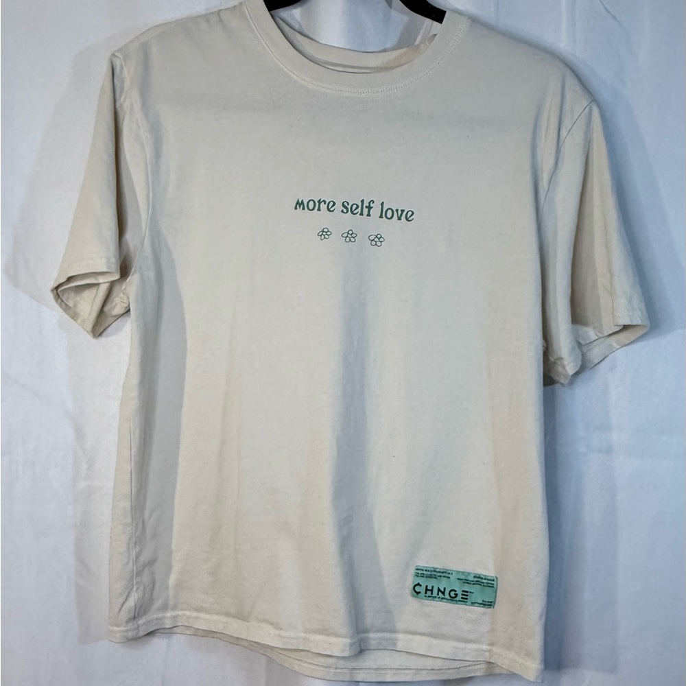 CHNGE Cream Tee with Positive Message